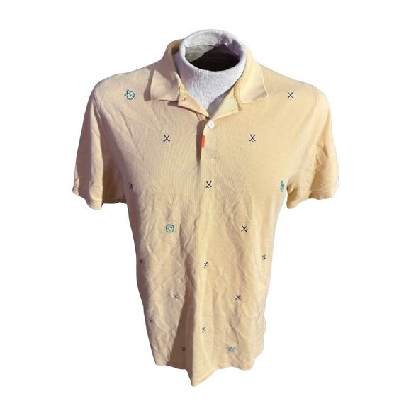 Nike Dri-Fit Polo Shirt Men’s Medium Yellow Embroidered Pattern Golf Casual - Picture 1 of 5